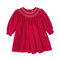 Dress with Heart Shaped Bishop Smocking in Red